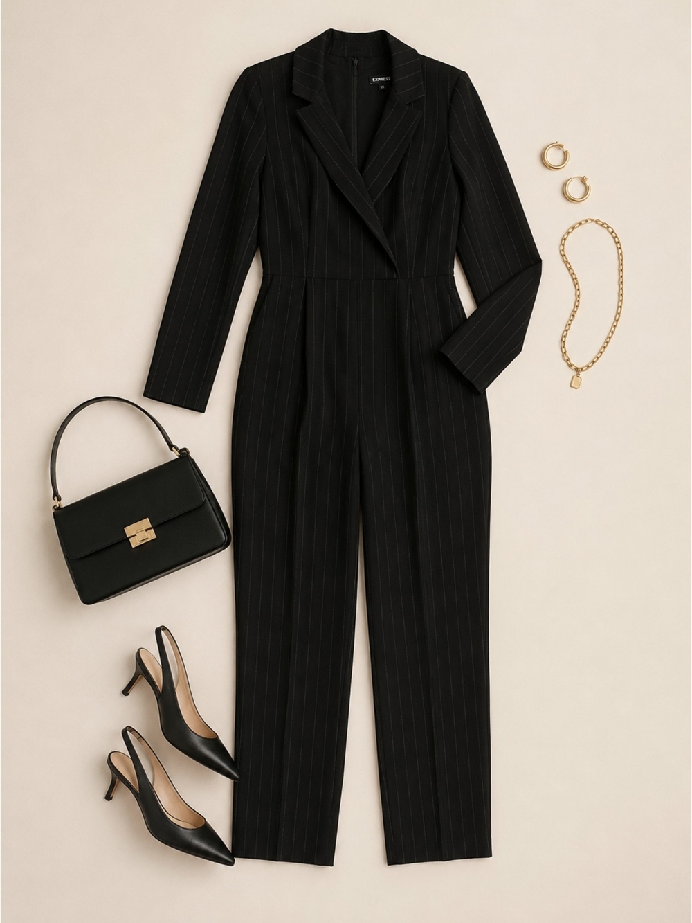 Express Black Pinstripe Jumpsuit